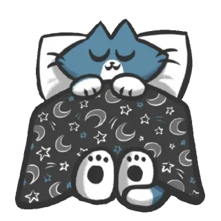 😴 gato, durmiendo, lindo, luna, estrellas, manta telegram sticker