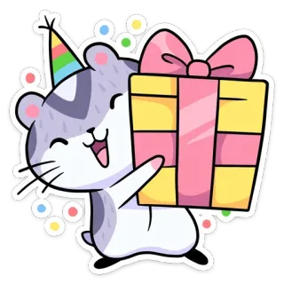 🎁 誕生日, プレゼント, ハムスター, 可愛い, パーティー, お祝い, 動物 telegram sticker