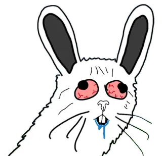 🐰 animal, rabbit, cartoon, drugs, stoned, eyes, funny whatsapp sticker