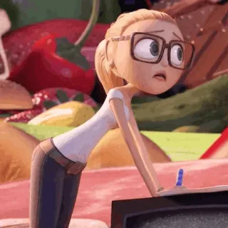 🍓 Sam Sparks Cloudy with a Chance of Meatballs naukowiec, kreskówka, okulary, pogoda, animacja telegram sticker