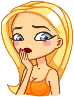 😰 Cartoon, Blond, Gesichtsausdruck, Verlegen, Frau, Sticker telegram sticker