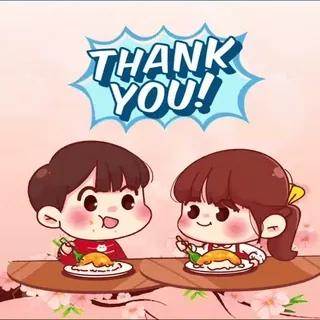 🙏 THANK YOU! thank you, gratitude, food, children, celebration, cartoon, cute whatsapp sticker