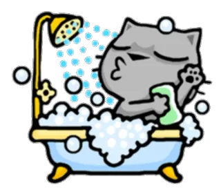 🛀 Katze, Bad, Dusche, Blasen, süß, Cartoon, Tier telegram sticker