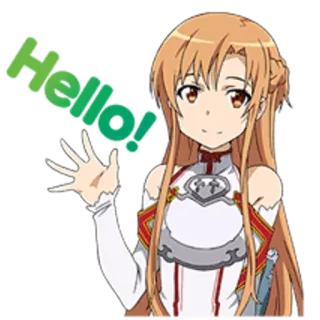👋 Asuna Yuuki Sword Art Online Hello! anime, hallo, zwaaien, personage, fantasie telegram sticker