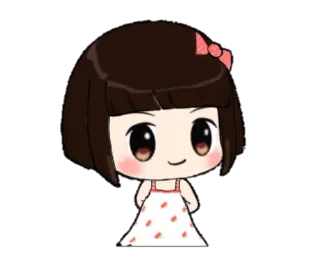 😼 Mädchen, Cartoon, niedlich, kawaii, Kleid, Schleife, süß, Illustration telegram sticker