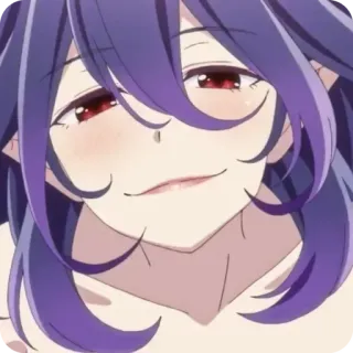 😊 animé, suffisant, cheveux violets, yeux rouges telegram sticker