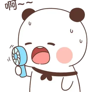 🥵 啊啊~~ Panda, Fan, Lindo, Dibujos animados, Sudor, Emoji whatsapp sticker