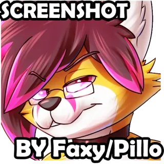 ℹ️ SCREENSHOT BY Faxy/Pillo Furry, Anthro, Raposa, Óculos, Cabelo rosa, Captura de tela telegram sticker