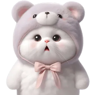 😯 gato, lindo, kawaii, pegatina, animal, sombrero de oso, ilustración telegram sticker