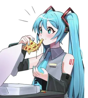 🍕 Hatsune Miku VOCALOID Anime, Comida, Pizza, Vocaloid, Hatsune Miku, Lindo, Chica telegram sticker