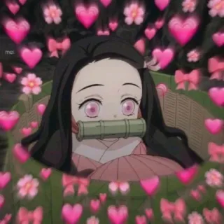 🍒 Nezuko Kamado Demon Slayer Anime, Nezuko, Diệt Quỷ, Manga, Trái tim, Dễ thương telegram sticker