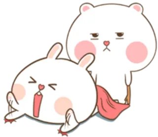 😴 bunny, bear, cute, animals, cartoon, illustration telegram sticker