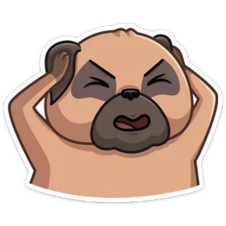 🙉 dog, pug, angry, frustrated, upset, cartoon, stressed telegram sticker