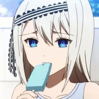 😢 Anime, Meisje, Ijslolly, Cartoon, Personage whatsapp sticker