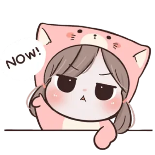 🐱 NOW! cartoon, girl, cat, hoodie, cute, now, request, urgent telegram sticker