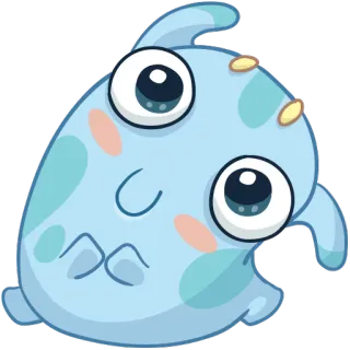 😽 mignon, dessin animé, bleu, drôle, personnage, kawaii whatsapp sticker