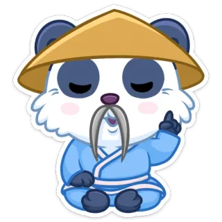 ☝️ Panda, Zen, Słodkie, Medytacja, Naklejka, Kreskówka telegram sticker