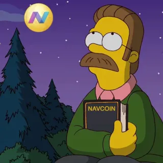 🌔 Ned Flanders The Simpsons NAVCOIN Ned Flanders, Les Simpson, Dessin animé, Livre, Navcoin, Cryptomonnaie telegram sticker