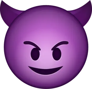 😈 teufel, emoji, lila, hörner, böse, lächeln whatsapp sticker