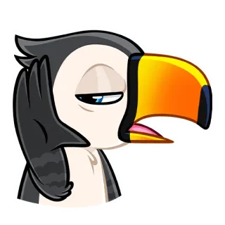 👂 tucano, pássaro, animal, desenho animado, entediado, irritado telegram sticker
