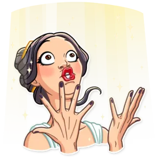 ✨ mulher, desenho animado, adesivo, expressão, mãos, ilustração telegram sticker