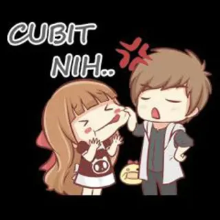 😋 CUBIT NIH.. Cartoon, Wütend, Zwicken, Süß, Paar, Beziehung whatsapp sticker