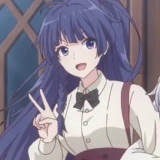 ✌️ Animé, Fille, Signe de paix, Dessin animé whatsapp sticker