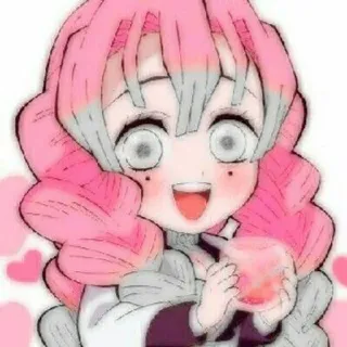 ❤️ Mitsuri Kanroji Demon Slayer Anime, Demon Slayer, Mitsuri Kanroji, Chibi, Imut, Kawaii, Pink, Hati telegram sticker
