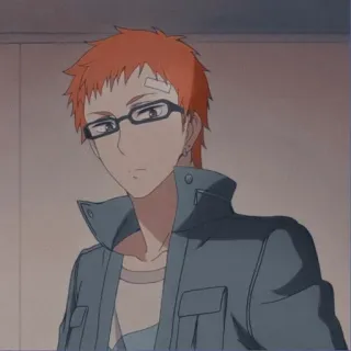 😕 Anime, Charakter, Brille, Orange Haare telegram sticker