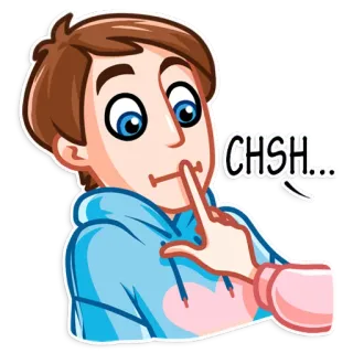 🤫 CHSH... psst, still, finger, cartoon, ruhig telegram sticker