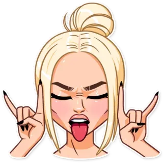 🤘 kobieta, emoji, naklejka, kreskówka, język, poza telegram sticker