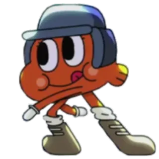 😋 Darwin Watterson The Amazing World of Gumball dibujos animados, pez, naranja, sombrero, animación whatsapp sticker