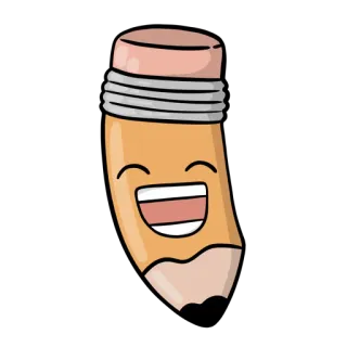 😄 lápis, desenho animado, fofo, feliz, escola, papelaria whatsapp sticker