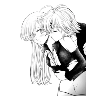 💕 Elizabeth Liones Seven Deadly Sins Anime, Manga, Paar, Kuss, Romantik telegram sticker