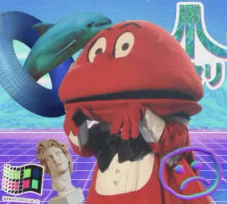🐬 meme, vaporwave, retro, 80s, synthwave, dolphin telegram sticker