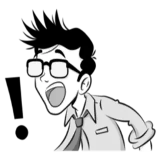 ❕ Мультфильм, Мужчина, В шоке, Удивлен, Очки, Взволнован telegram sticker