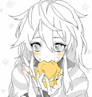👀 Anime, Manga, Süß, Essen, Mädchen, Zeichnung telegram sticker