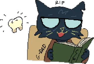 🐈 G-DAD cat, reading, book, cartoon, animal, text whatsapp sticker