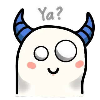 😊 Ya? cute, monster, horns, cartoon, sticker telegram sticker