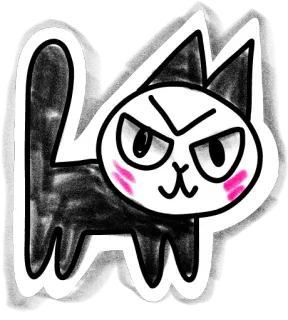 😤 kat, cartoon, boos, dier, sticker, zwart, wit, schattig telegram sticker