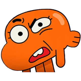 🤨 Darwin Watterson The Amazing World of Gumball dibujo animado, enojado, pez, naranja whatsapp sticker