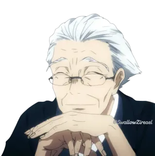 🙂 SwallowZireael ông già, anime, kính, chân dung, ngồi, người già, tri thức telegram sticker