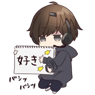 🗣 好き
バッッ
バッッ Anime, Chibi, Kawaii, Texte japonais, Casque audio, Étoile telegram sticker