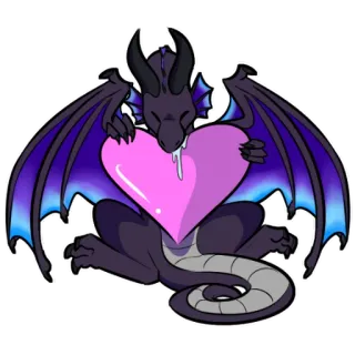 💜 dragão, coração, amor, fofo, fantasia, animal, adesivo telegram sticker