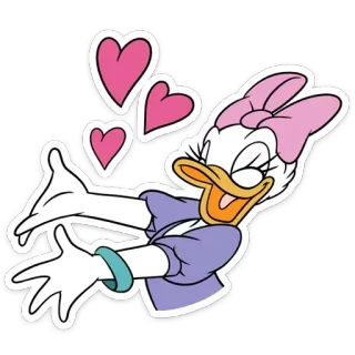 ❤️ Daisy Duck Kartun, Disney, Daisy Duck, Cinta, Hati whatsapp sticker