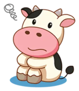 😕 Cow krowa, zwierzę, słodki, kreskówka telegram sticker