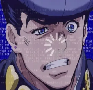 🤔 Josuke Higashikata JoJo's Bizarre Adventure 动漫, 加载中, 电脑, 错误, 蓝屏, 沮丧, 漫画 telegram sticker