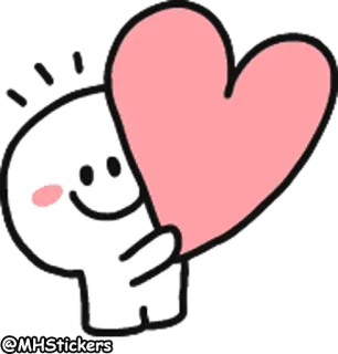 💝 hart, liefde, schattig, cartoon, sticker, personage whatsapp sticker