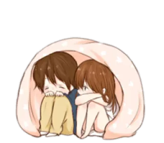 👫 para, słodkie, anime, kawaii, miłość, koc telegram sticker