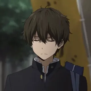 🎷 Houtarou Oreki Hyouka anime, boy, school uniform, hyouka, houtarou oreki, character telegram sticker